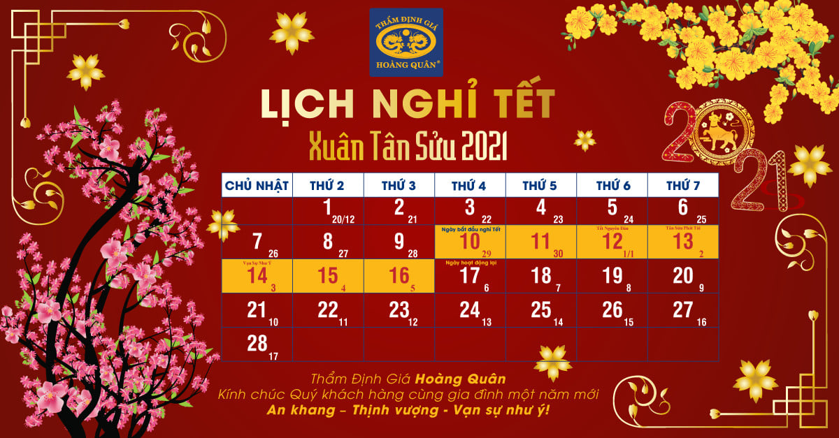 Thông báo nghỉ Tết nguyên đán 2021